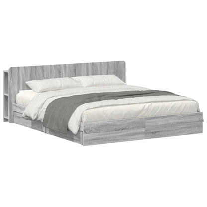 vidaXL Bed Frame with Storage Grey Sonoma 180 x 200 cm Engineered Wood 2