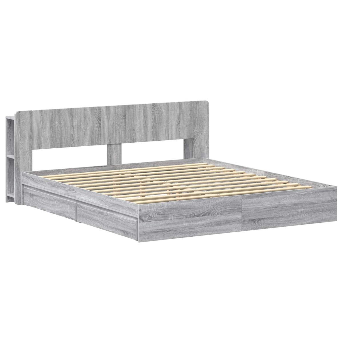 vidaXL Bed Frame with Storage Grey Sonoma 180 x 200 cm Engineered Wood 3