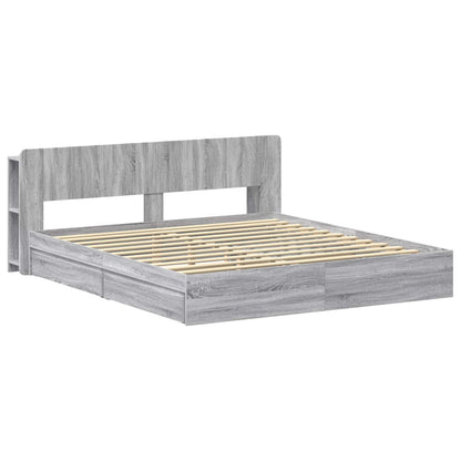 vidaXL Bed Frame with Storage Grey Sonoma 180 x 200 cm Engineered Wood 3