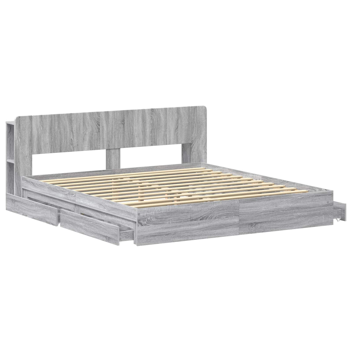 vidaXL Bed Frame with Storage Grey Sonoma 180 x 200 cm Engineered Wood 4