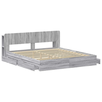 vidaXL Bed Frame with Storage Grey Sonoma 180 x 200 cm Engineered Wood 4