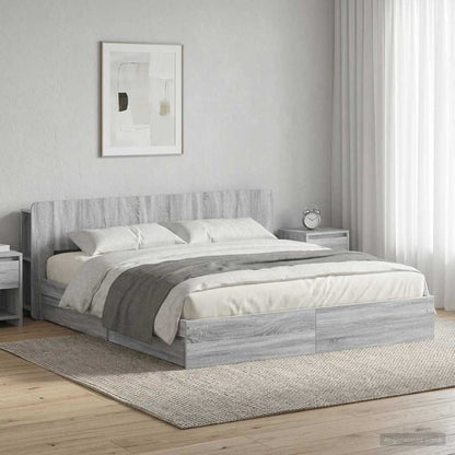 vidaXL Bed Frame with Storage Grey Sonoma 200 x 200 cm Engineered Wood 1