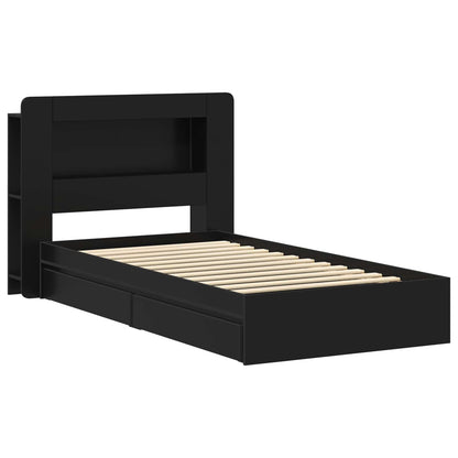 vidaXL Bed Frame with Storage Black 90 x 190 cm Engineered Wood 3
