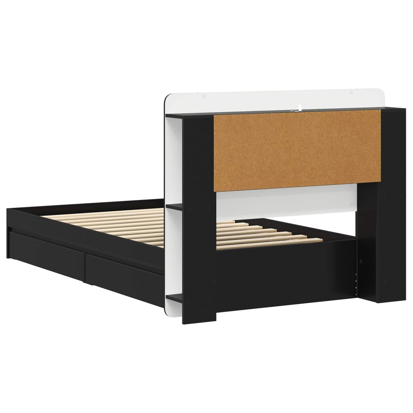 vidaXL Bed Frame with Storage Black 90 x 190 cm Engineered Wood 6