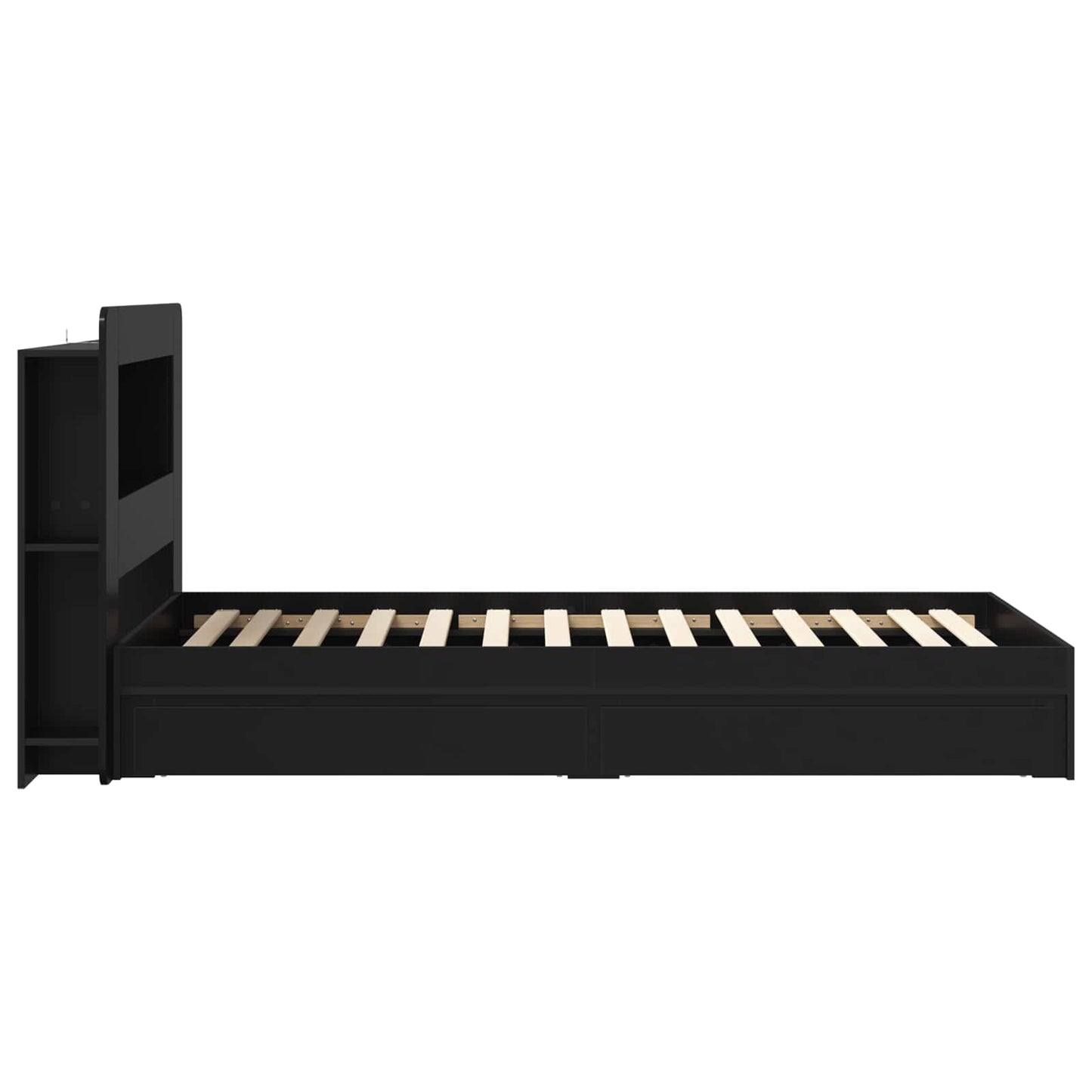 vidaXL Bed Frame with Storage Black 90 x 190 cm Engineered Wood 5