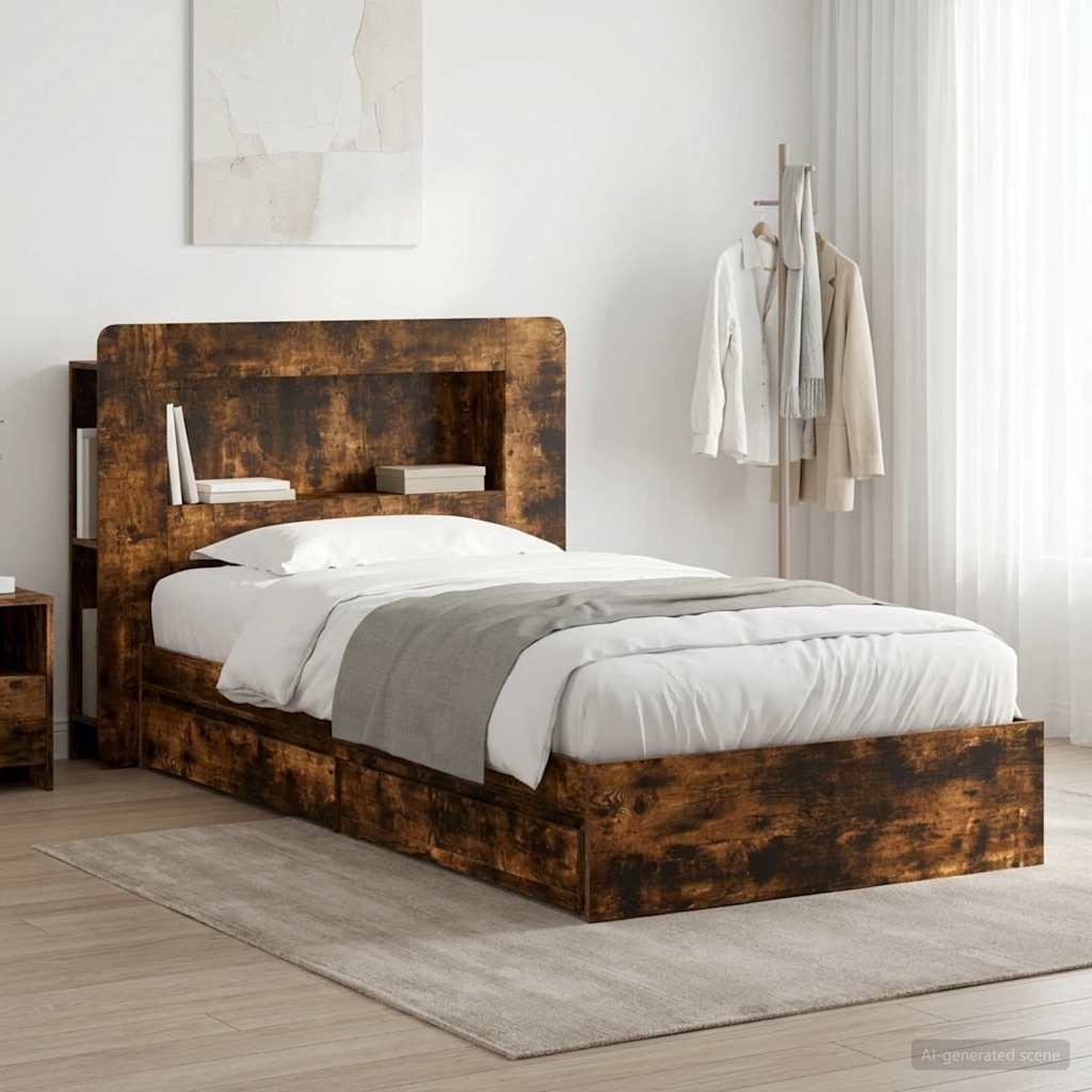 vidaXL Bed Frame with Storage Engineered Wood Length 190 cm