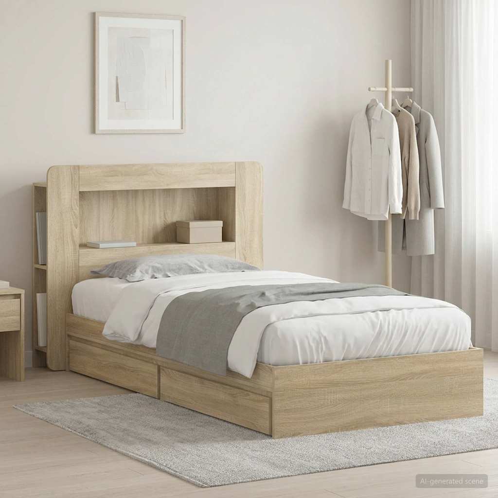 vidaXL Bed Frame with Storage Engineered Wood Length 190 cm