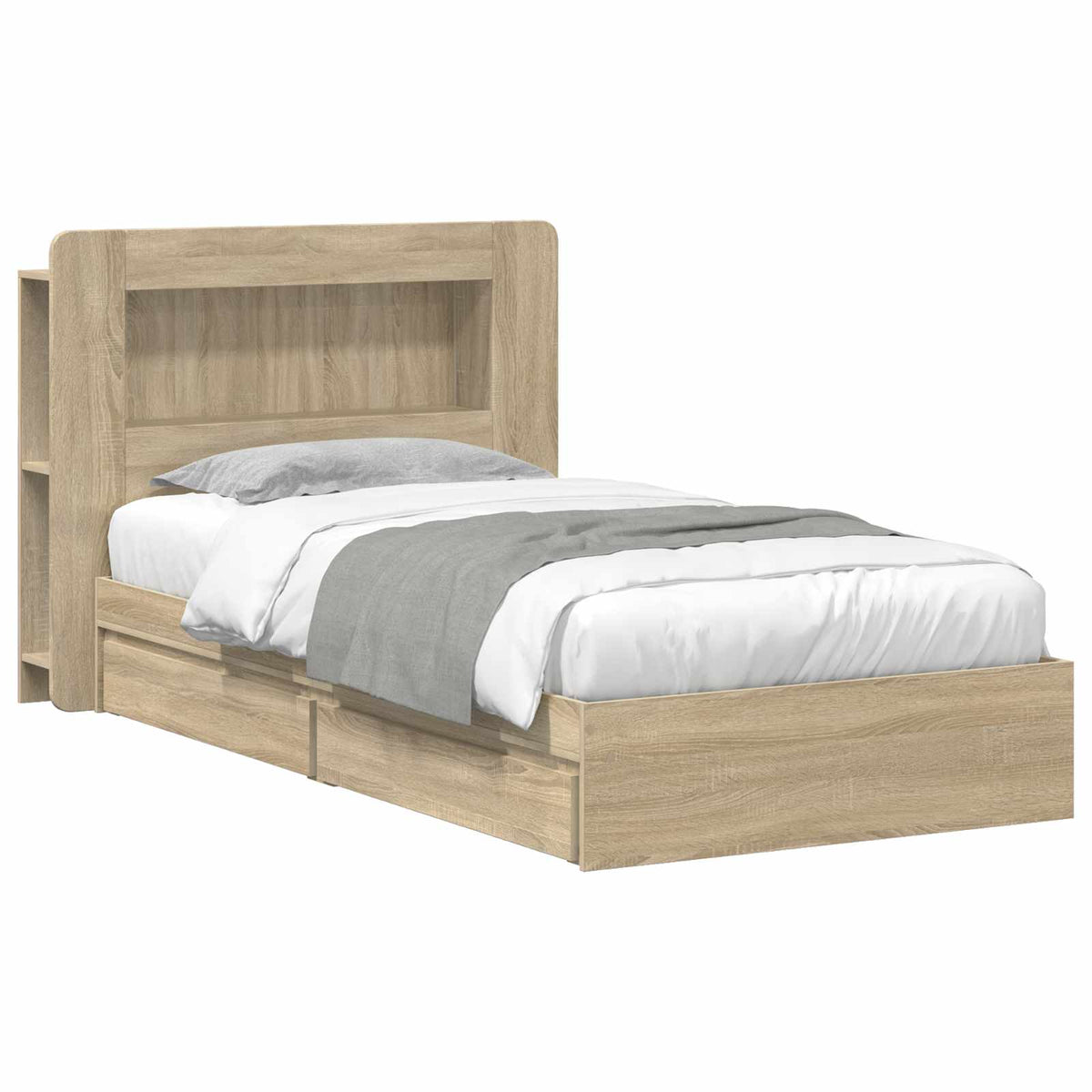 vidaXL Bed Frame with Storage Sonoma Oak 100 x 200 cm Engineered Wood 2