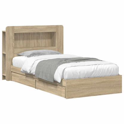 vidaXL Bed Frame with Storage Sonoma Oak 100 x 200 cm Engineered Wood 2
