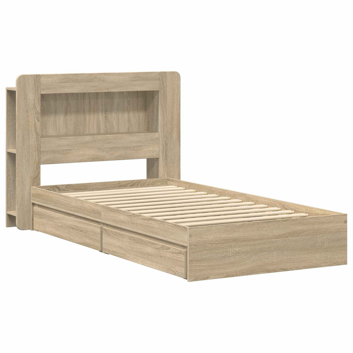 vidaXL Bed Frame with Storage Sonoma Oak 100 x 200 cm Engineered Wood 3