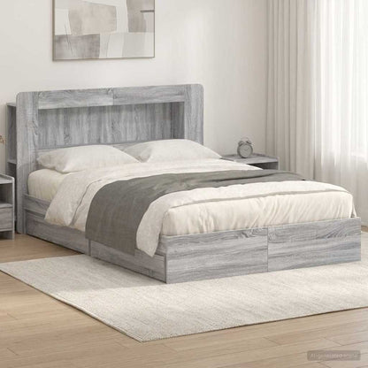 vidaXL Bed Frame with Storage Grey Sonoma 140 x 200 cm Engineered Wood 1