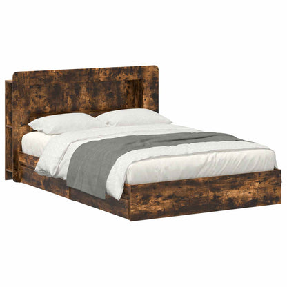 vidaXL Bed Frame with Storage Smoked Oak 135 x 190 cm Engineered Wood 2