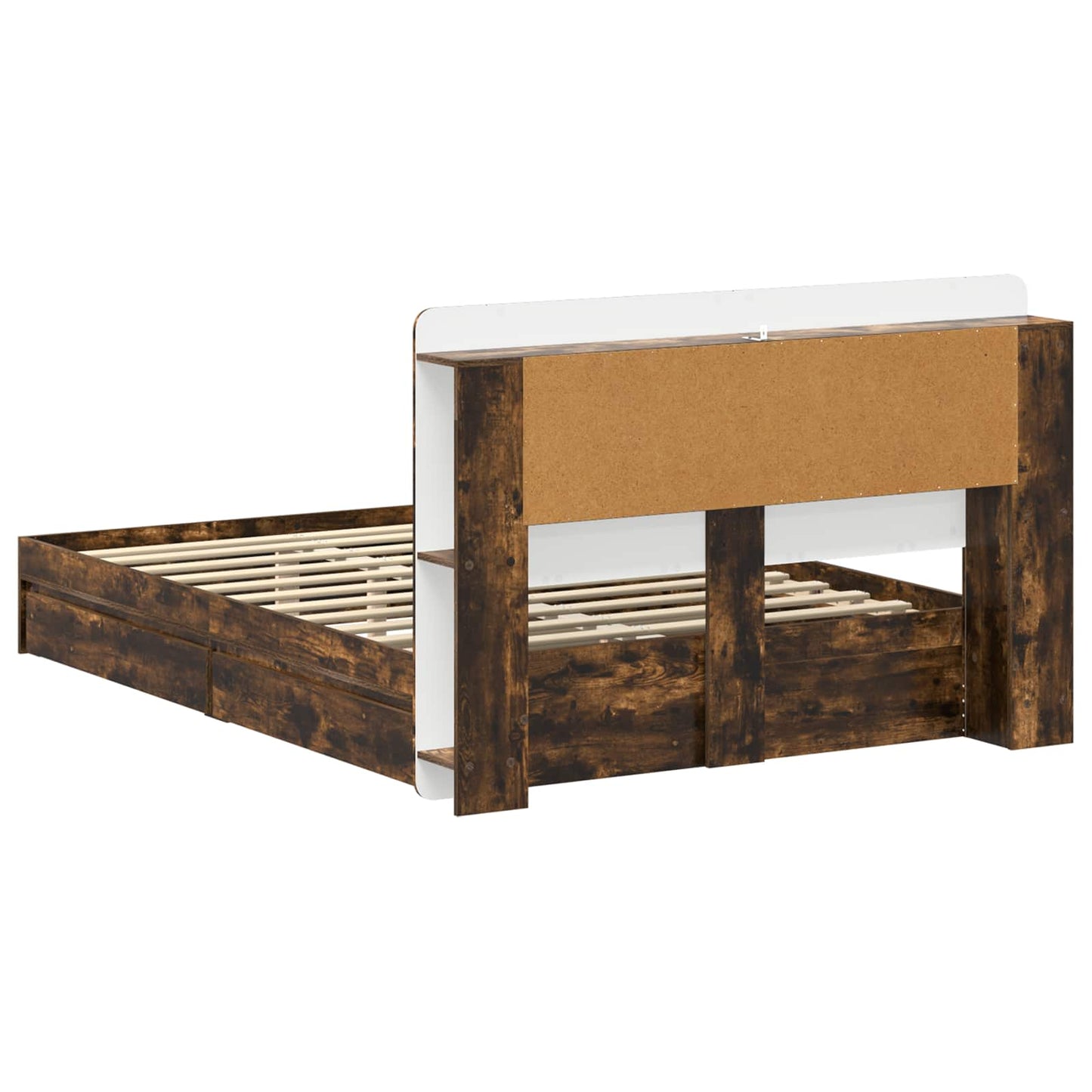 vidaXL Bed Frame with Storage Smoked Oak 135 x 190 cm Engineered Wood 6