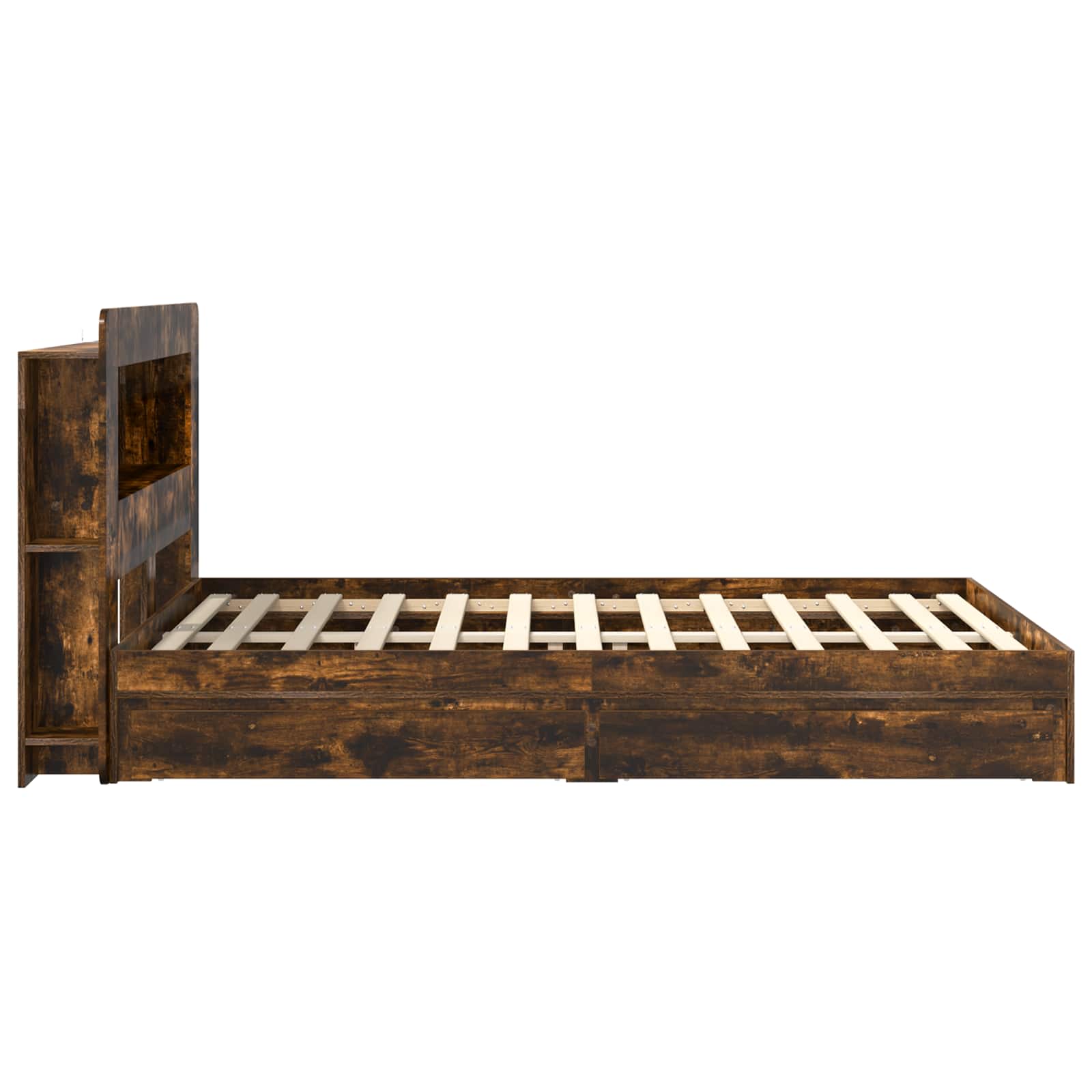 vidaXL Bed Frame with Storage Smoked Oak 135 x 190 cm Engineered Wood 5