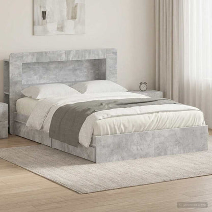 vidaXL Bed Frame with Storage with Drawer Concrete Grey 150 x 200 cm 1