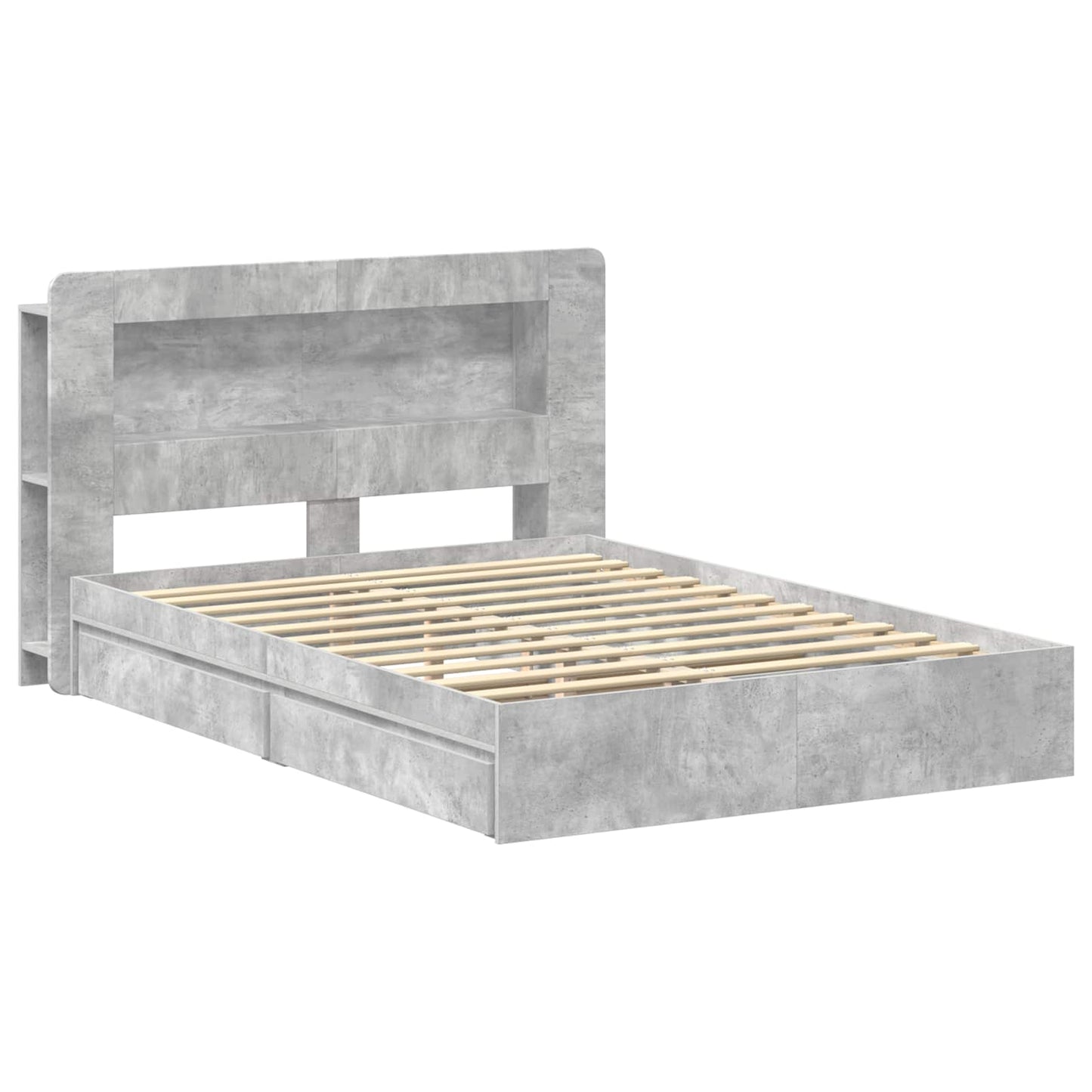 vidaXL Bed Frame with Storage with Drawer Concrete Grey 150 x 200 cm 3