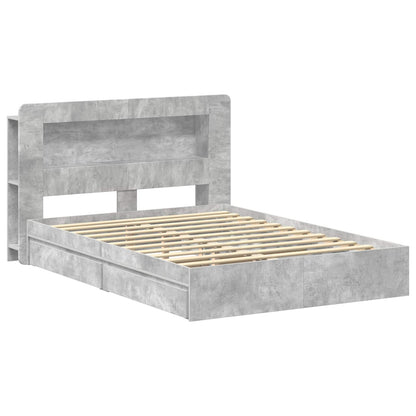 vidaXL Bed Frame with Storage with Drawer Concrete Grey 150 x 200 cm 3