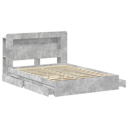 vidaXL Bed Frame with Storage with Drawer Concrete Grey 150 x 200 cm 4