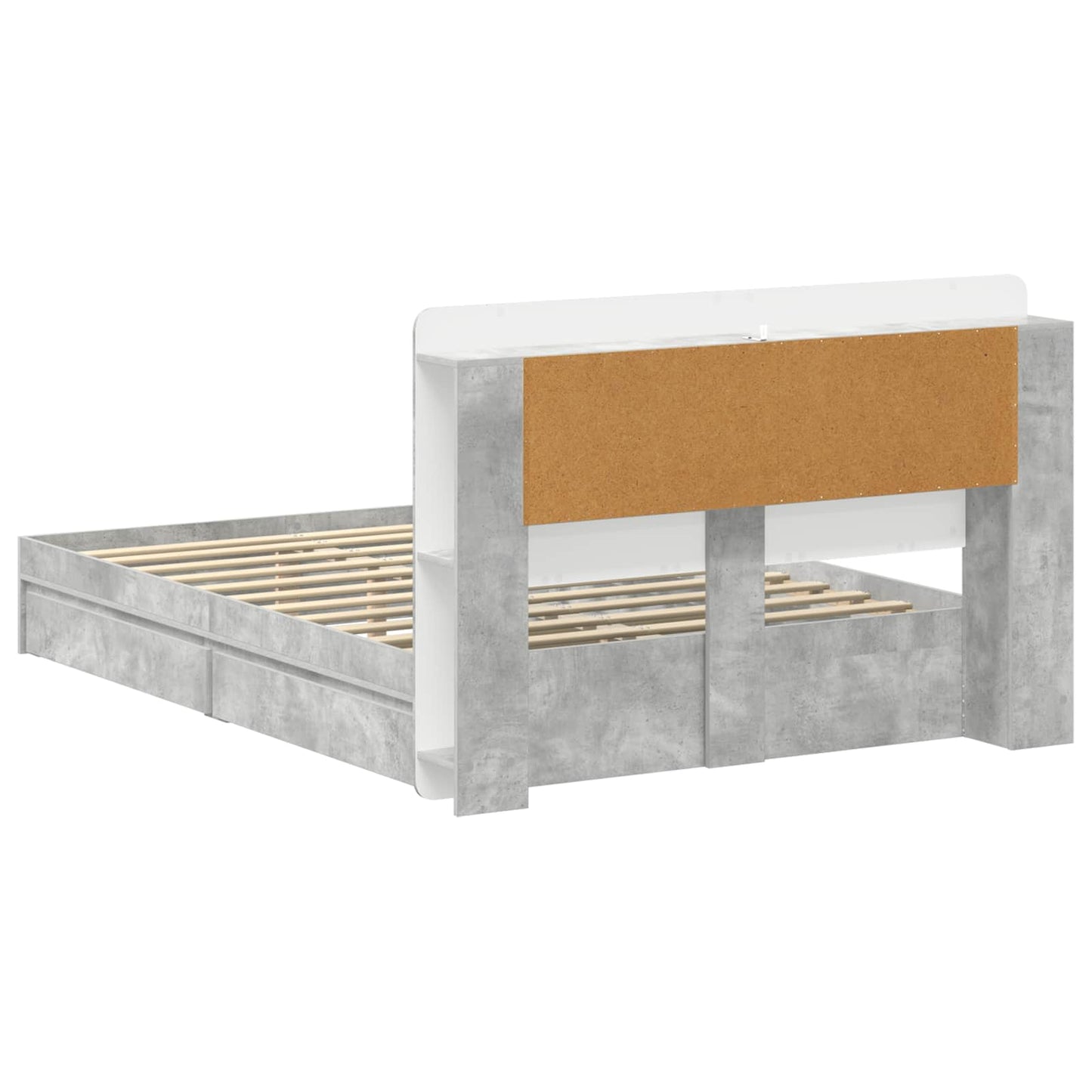 vidaXL Bed Frame with Storage with Drawer Concrete Grey 150 x 200 cm 6