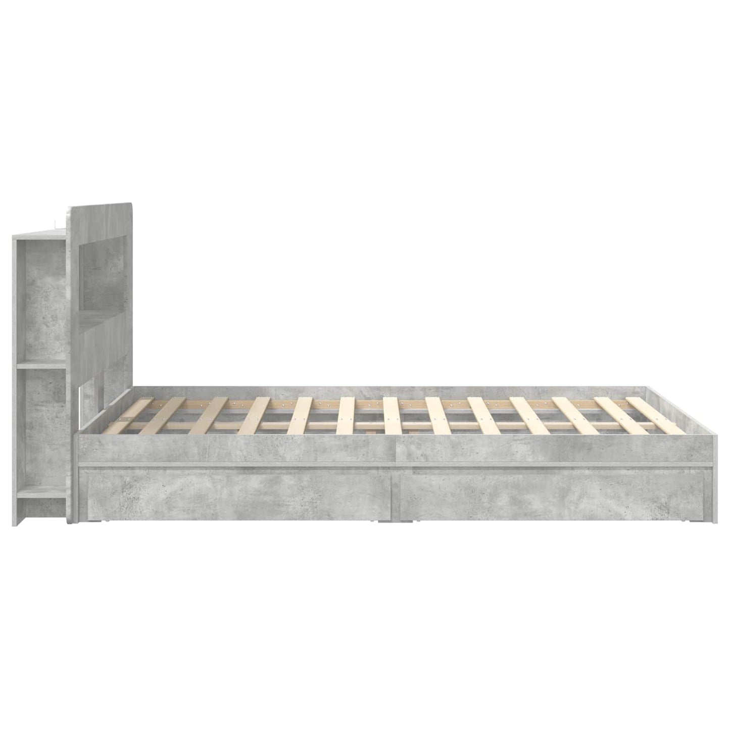 vidaXL Bed Frame with Storage with Drawer Concrete Grey 150 x 200 cm 5