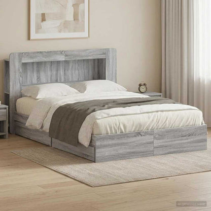 vidaXL Bed Frame with Storage Grey Sonoma 150 x 200 cm Engineered Wood 1