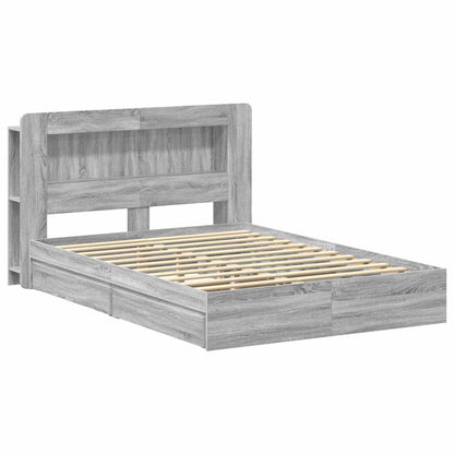 vidaXL Bed Frame with Storage Grey Sonoma 150 x 200 cm Engineered Wood 3