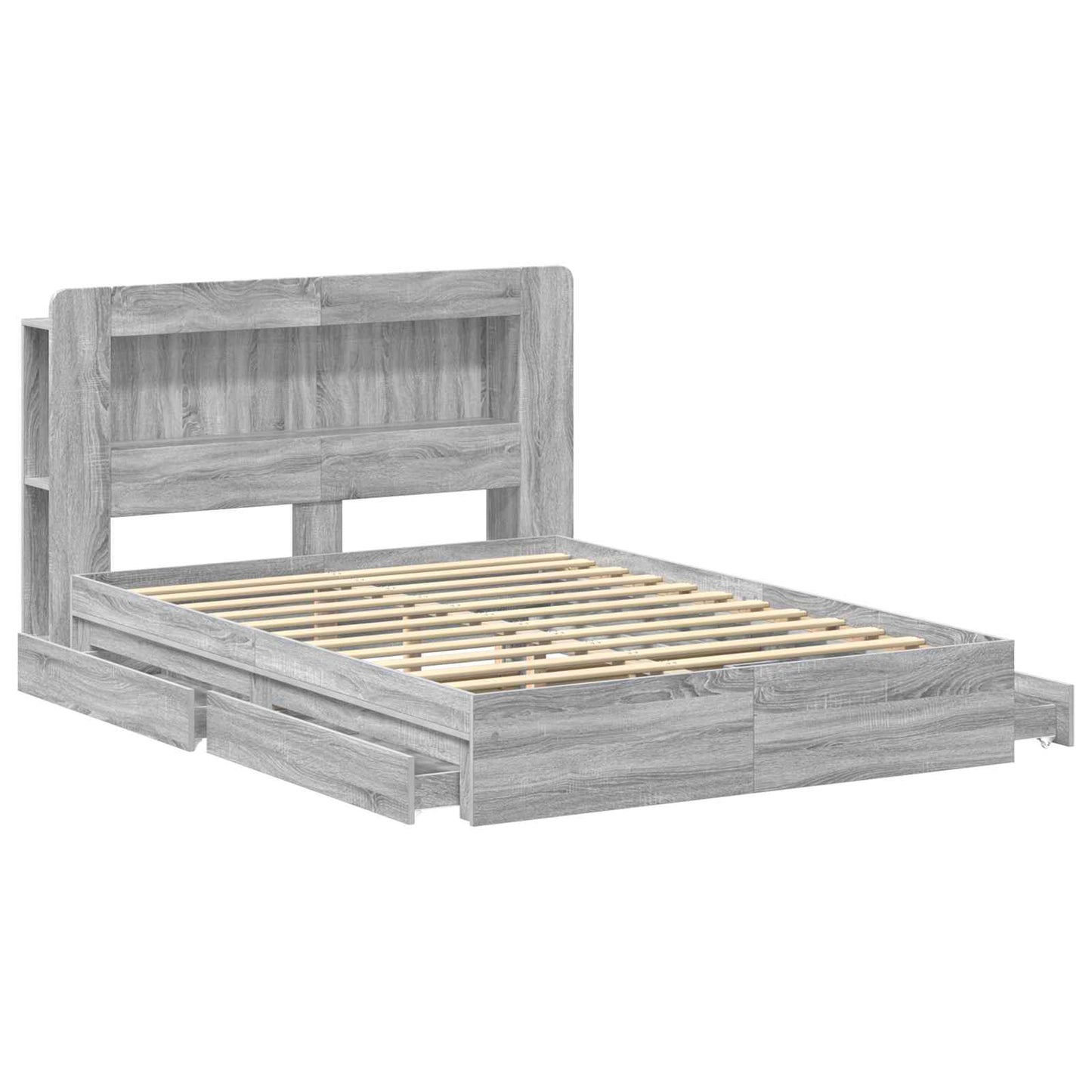vidaXL Bed Frame with Storage Grey Sonoma 150 x 200 cm Engineered Wood 4