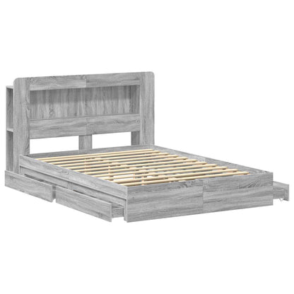 vidaXL Bed Frame with Storage Grey Sonoma 150 x 200 cm Engineered Wood 4