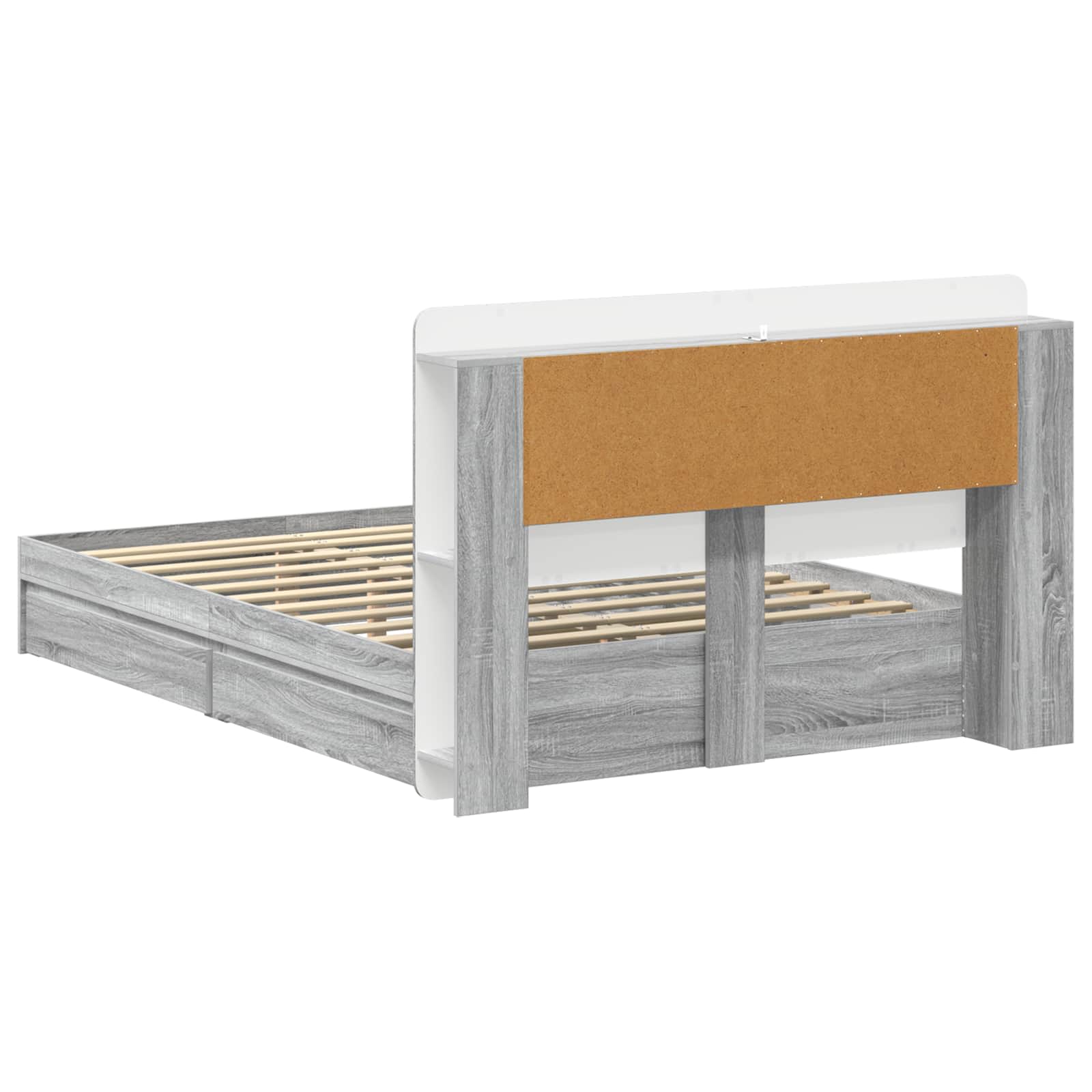 vidaXL Bed Frame with Storage Grey Sonoma 150 x 200 cm Engineered Wood 6