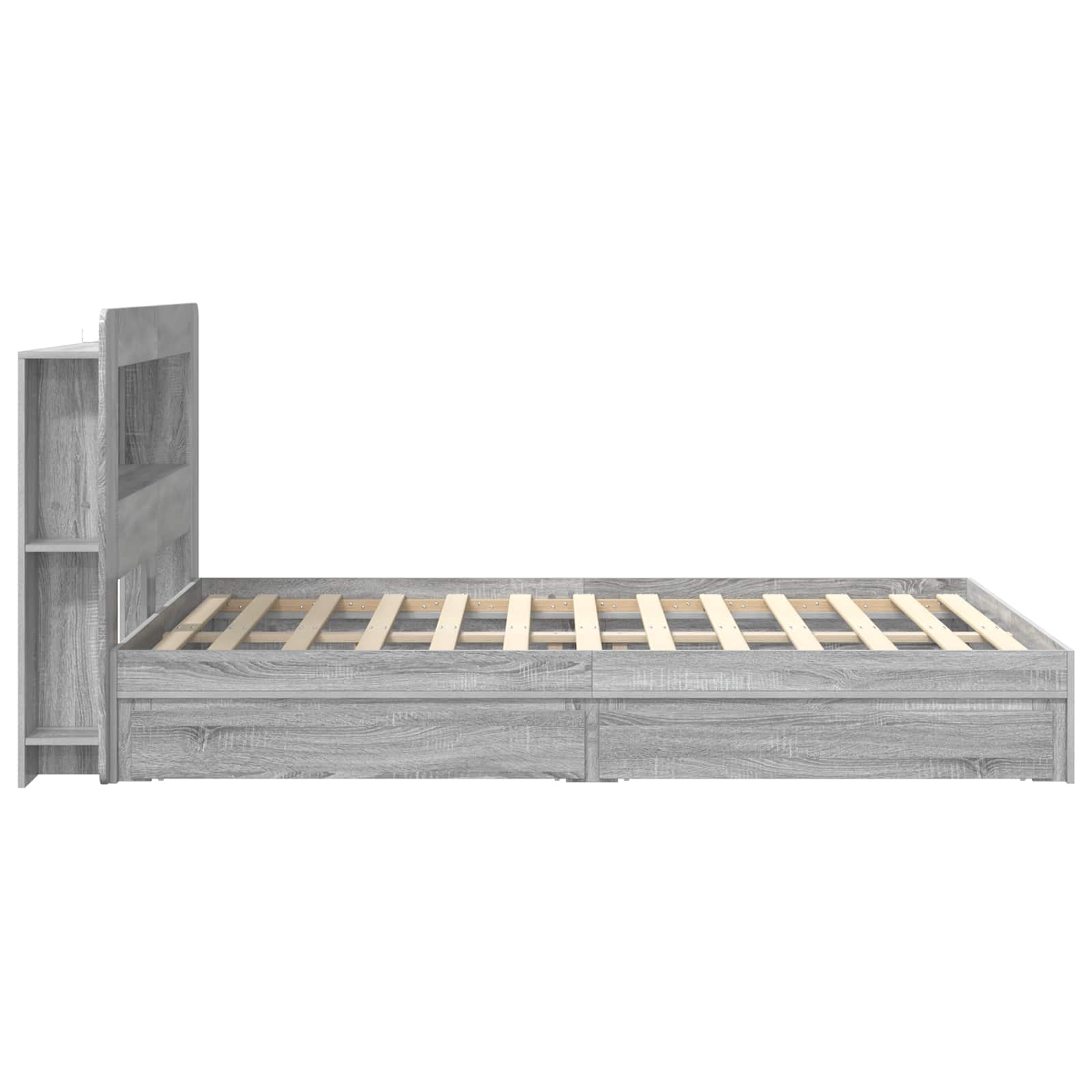 vidaXL Bed Frame with Storage Grey Sonoma 150 x 200 cm Engineered Wood 5