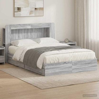 vidaXL Bed Frame with Storage Grey Sonoma 160 x 200 cm Engineered Wood 1