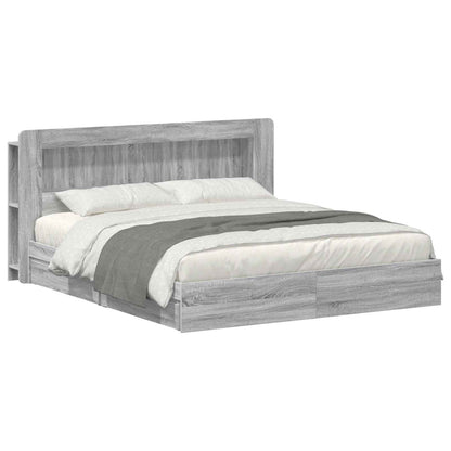 vidaXL Bed Frame with Storage Grey Sonoma 180 x 200 cm Engineered Wood 2