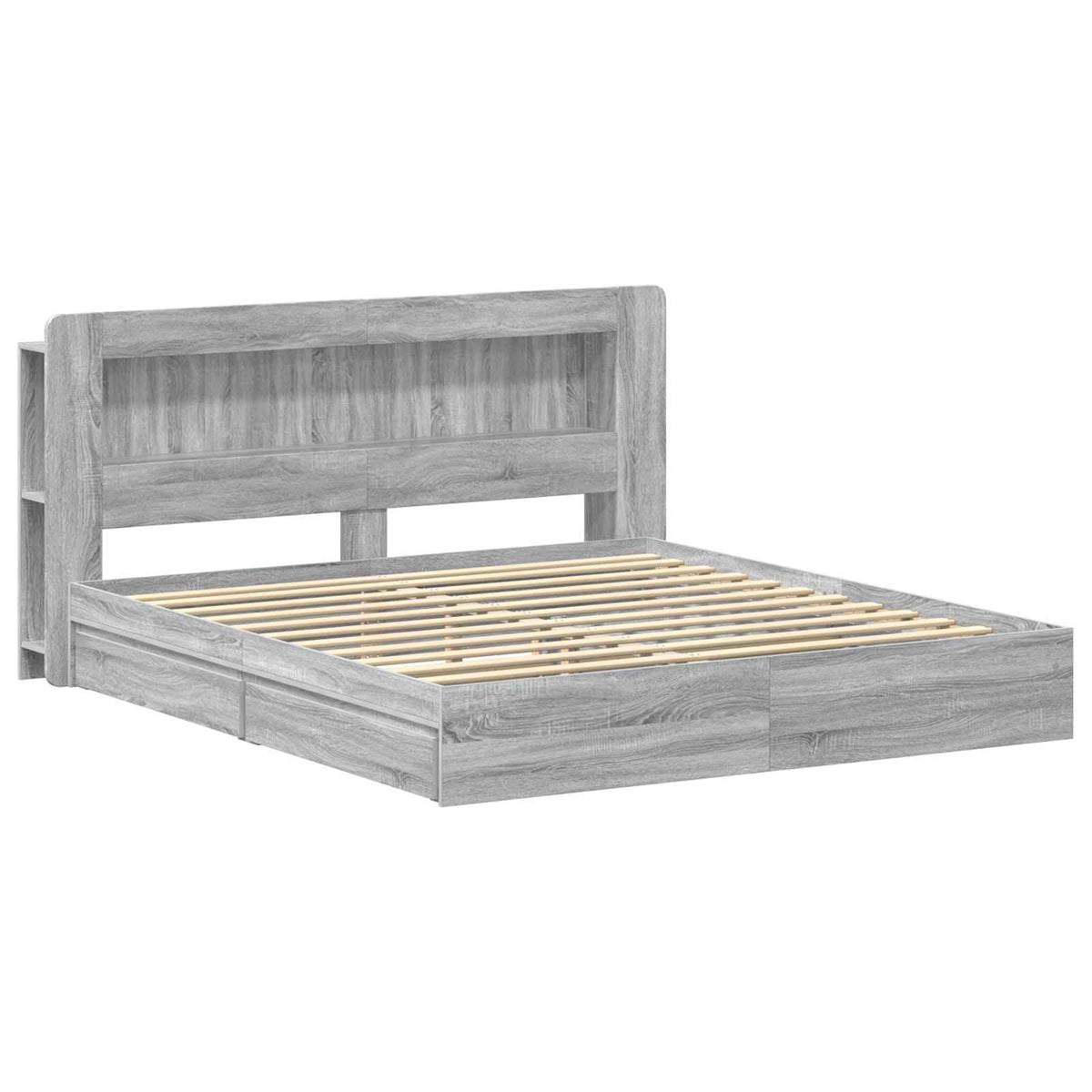 vidaXL Bed Frame with Storage Grey Sonoma 180 x 200 cm Engineered Wood 3