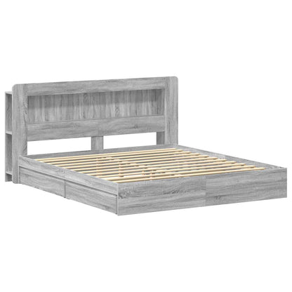 vidaXL Bed Frame with Storage Grey Sonoma 180 x 200 cm Engineered Wood 3