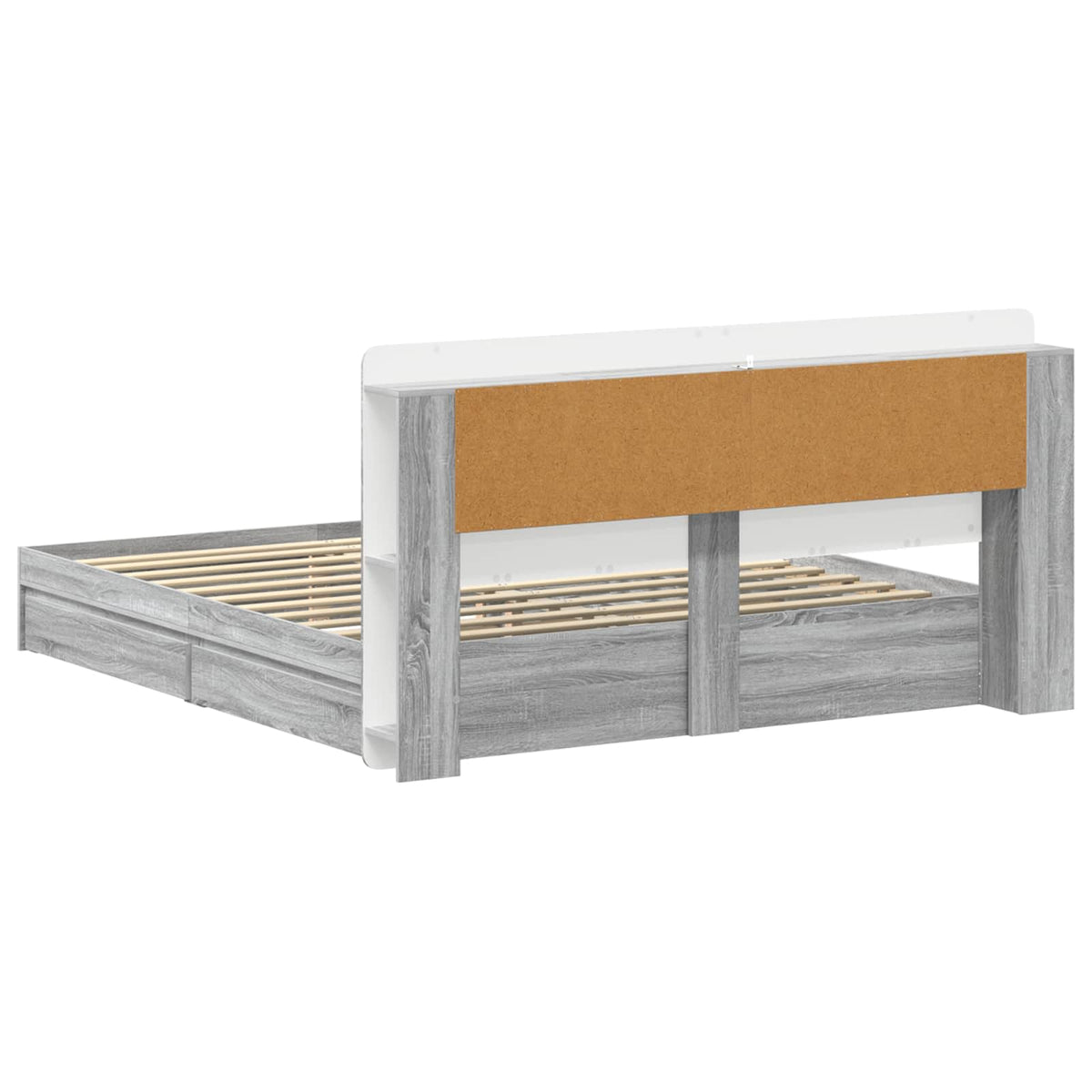 vidaXL Bed Frame with Storage Grey Sonoma 200 x 200 cm Engineered Wood 6