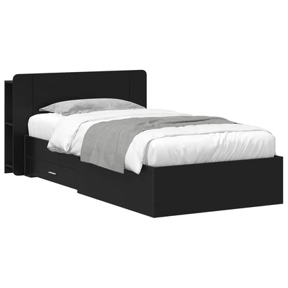 vidaXL Bed Frame with Storage Engineered Wood Length 190 cm without Centre Shelf