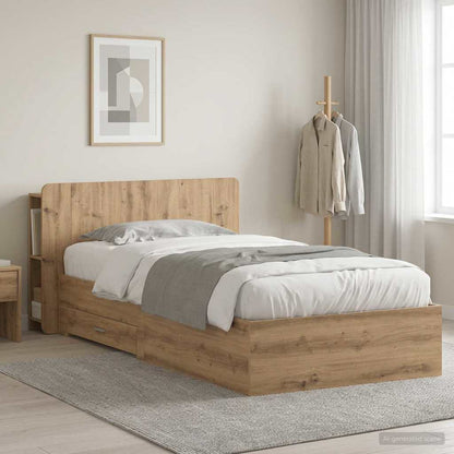 vidaXL Bed Frame with Storage Engineered Wood Length 190 cm without Centre Shelf