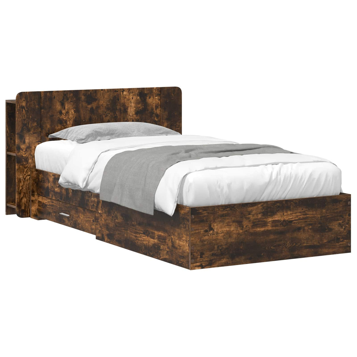 vidaXL Bed Frame with Storage Engineered Wood Length 190 cm without Centre Shelf