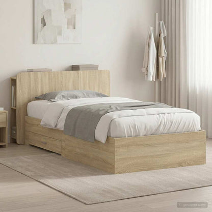 vidaXL Bed Frame with Storage Engineered Wood Length 190 cm without Centre Shelf
