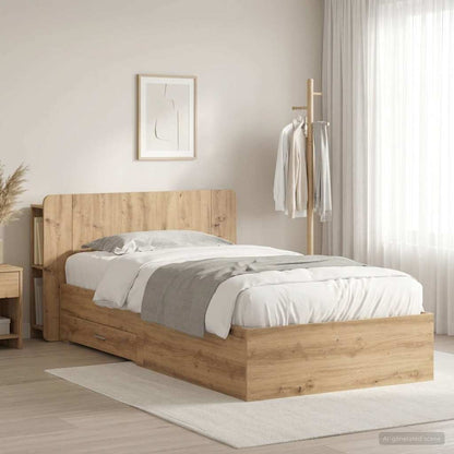 vidaXL Bed Frame with Storage Artisan Oak 90 x 200 cm Engineered Wood 1