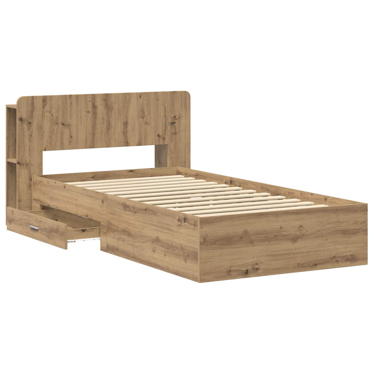vidaXL Bed Frame with Storage Artisan Oak 90 x 200 cm Engineered Wood 4