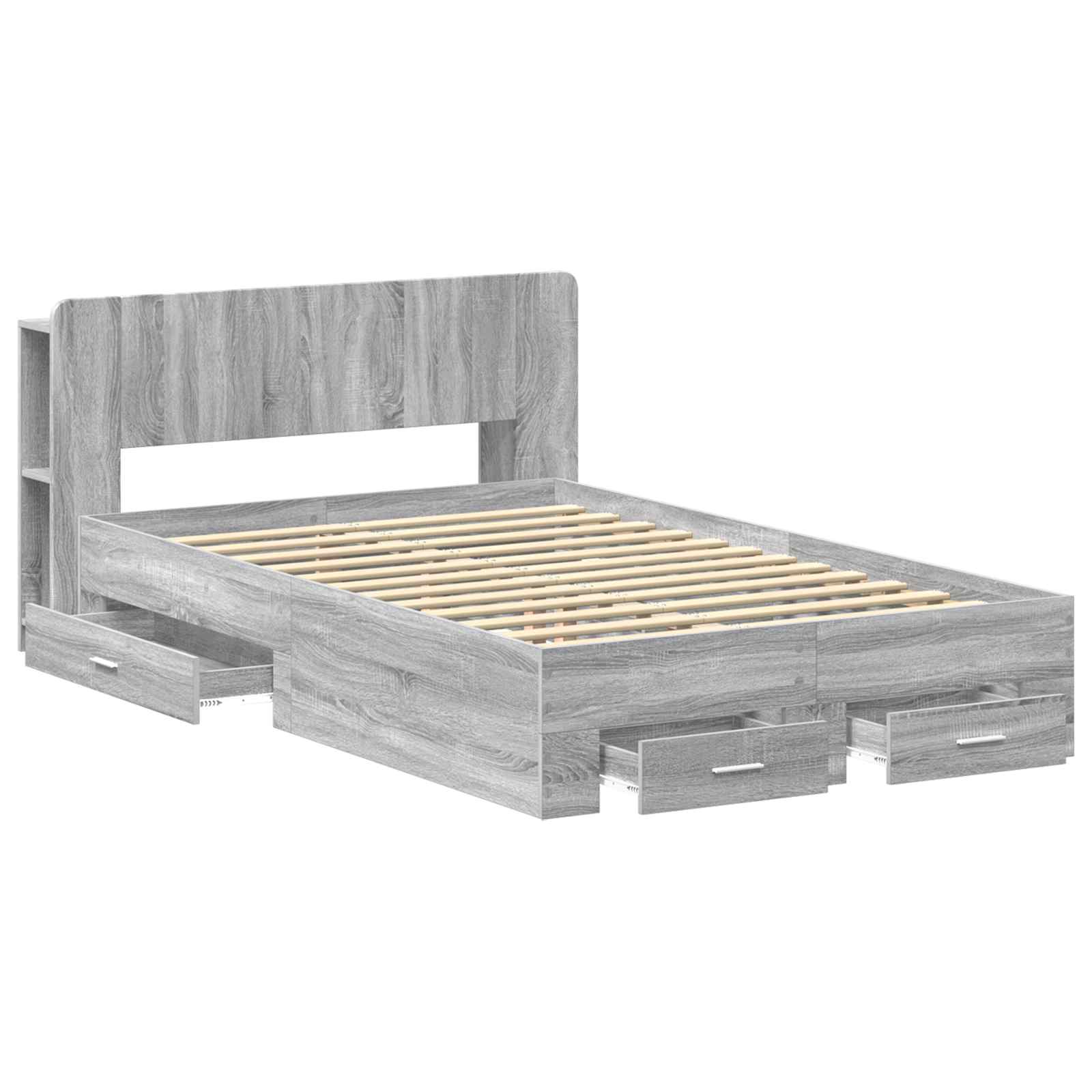 vidaXL Bed Frame with Storage Grey Sonoma 120 x 190 cm Engineered Wood 3
