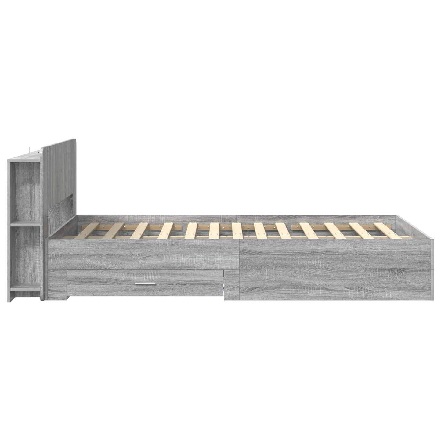 vidaXL Bed Frame with Storage Grey Sonoma 120 x 190 cm Engineered Wood 4