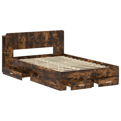 vidaXL Bed Frame with Storage Smoked Oak 120 x 190 cm Engineered Wood 3