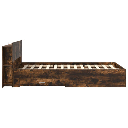 vidaXL Bed Frame with Storage Smoked Oak 120 x 190 cm Engineered Wood 4