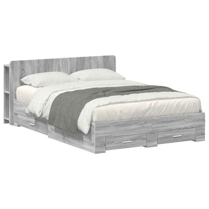 vidaXL Bed Frame with Storage Grey Sonoma 140 x 200 cm Engineered Wood 1