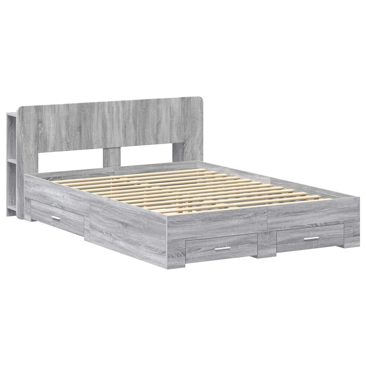 vidaXL Bed Frame with Storage Grey Sonoma 140 x 200 cm Engineered Wood 2