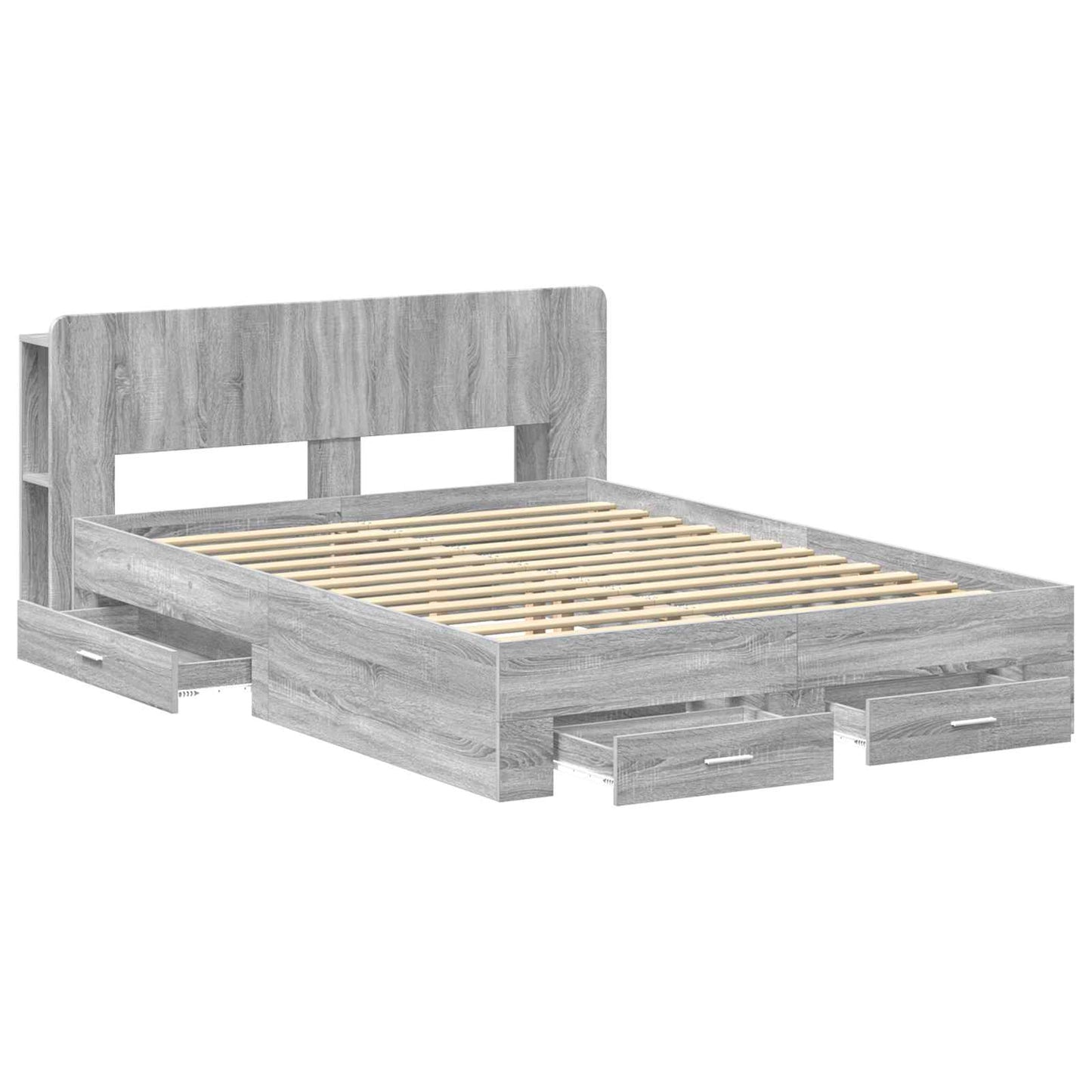 vidaXL Bed Frame with Storage Grey Sonoma 140 x 200 cm Engineered Wood 3
