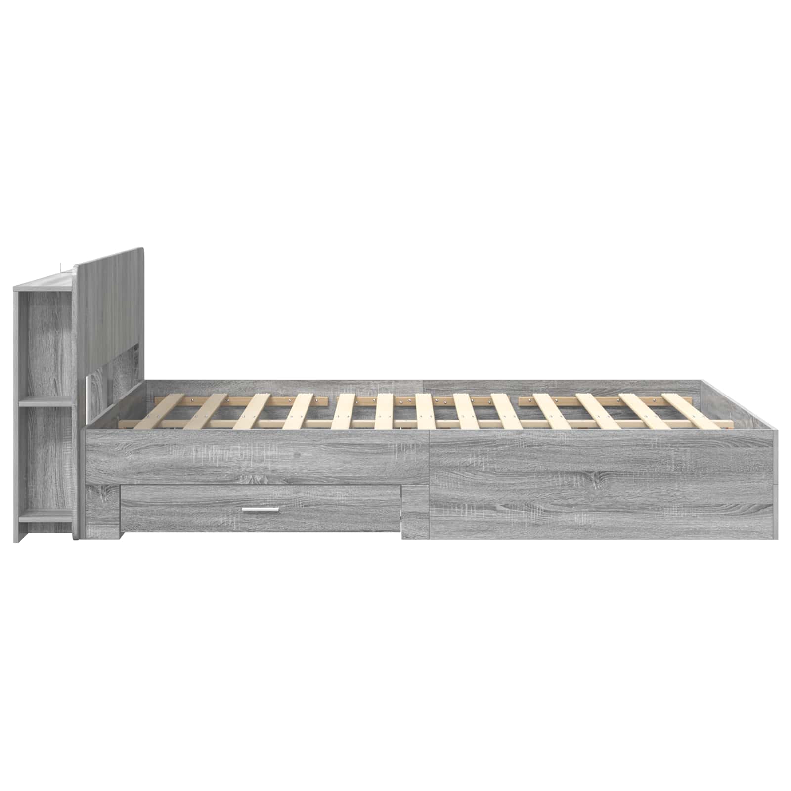 vidaXL Bed Frame with Storage Grey Sonoma 140 x 200 cm Engineered Wood 4