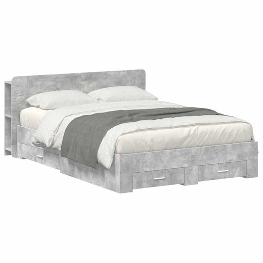 vidaXL Bed Frame with Storage Concrete Grey 150 x 200 cm 1